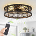 20 in. Caged Ceiling Fan with Light, Small Flush Mount Remote Control Fan, Black Low Profile Bladeless Ceiling Fan for Bedroom Kitchen Dining Room-1-ErisView