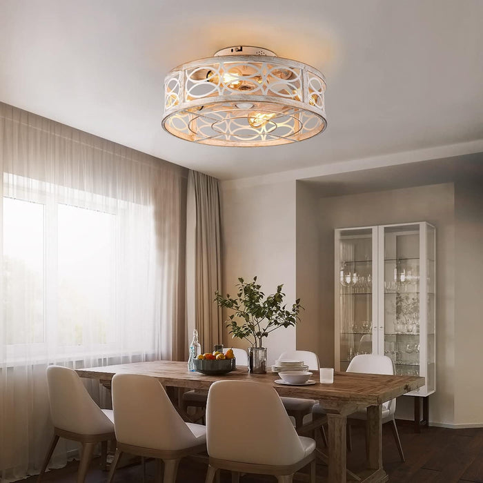 20 in. Caged Ceiling Fan with Light and Remote, Ceiling Fan without Blades, Reversible Low Ceiling Fan and Light for Bedroom Dining Room-2-ErisView