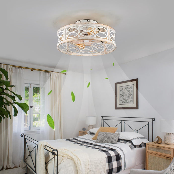 20 in. Caged Ceiling Fan with Light and Remote, Ceiling Fan without Blades, Reversible Low Ceiling Fan and Light for Bedroom Dining Room-7-ErisView