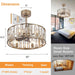 20 in. Caged Ceiling Fan with Lights and Remote, Modern Industrial Crystal Ceiling Fan Chandelier, Brushed Nickel Ceiling Fan for Living Room Bedroom-4-ErisView