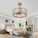 20 in. Caged Ceiling Fan with Lights and Remote, Modern Industrial Crystal Ceiling Fan Chandelier, Brushed Nickel Ceiling Fan for Living Room Bedroom-7-ErisView