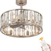 20 in. Caged Ceiling Fan with Lights and Remote, Modern Industrial Crystal Ceiling Fan Chandelier, Brushed Nickel Ceiling Fan for Living Room Bedroom-1-ErisView