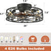 20 in. Caged Ceiling Fan with Lights and Remote, Reversible Bladeless Ceiling Fan, Flush Mount Caged Ceiling Fan for Bedroom Living Room -6-ErisView