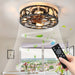 20 in. Caged Enclosed Ceiling Fan with Lights Remote Control, Low Profile Flush Mount Ceiling Fans with Reversible Blades for Living Room Bedroom Kitchen-ErisView