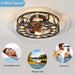 20 in. Caged Enclosed Ceiling Fan with Lights Remote Control, Low Profile Flush Mount Ceiling Fans with Reversible Blades for Living Room Bedroom Kitchen-ErisView