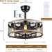 20 in. Caged Remote Control Ceiling Fans, Small Farmhouse Ceiling Fan with Light, Black Rustic Bladeless Ceiling Fan for Living Room Bedroom Kitchen-3-ErisView