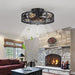 20 in. Caged Vintage Farmhouse Ceiling Fan with Light, Fandelier Flush Mount with Remote, Bladeless Enclosed Ceiling Fan for Kitchen Bedroom-3-ErisView