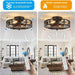 20 in. Caged Vintage Farmhouse Ceiling Fan with Light, Fandelier Flush Mount with Remote, Bladeless Enclosed Ceiling Fan for Kitchen Bedroom-7-ErisView