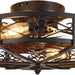 20 in. Caged Vintage Farmhouse Ceiling Fan with Light, Fandelier Flush Mount with Remote, Bladeless Enclosed Ceiling Fan for Kitchen Bedroom-9-ErisView
