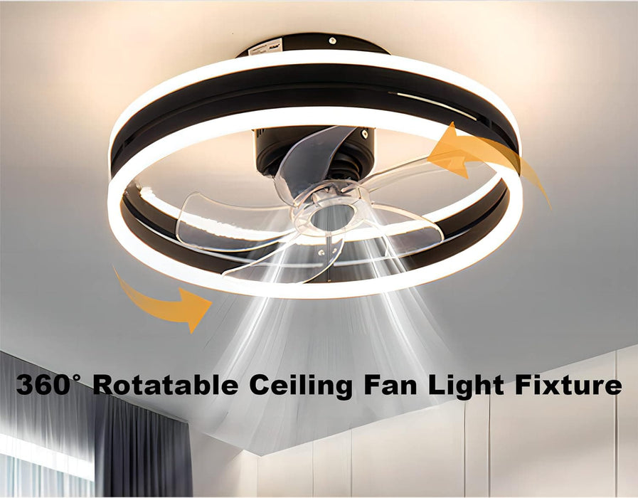 20 in. Ceiling Fan Light Fixture with Remote APP Control, 360¡ã Rotatable Ceiling Fan with Light, Black Reversible Ceiling Fan for Bedroom Living Room-2-ErisView