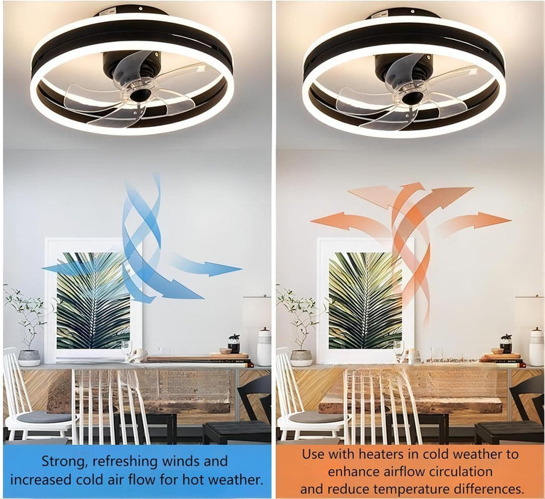 20 in. Ceiling Fan Light Fixture with Remote APP Control, 360¡ã Rotatable Ceiling Fan with Light, Black Reversible Ceiling Fan for Bedroom Living Room-4-ErisView
