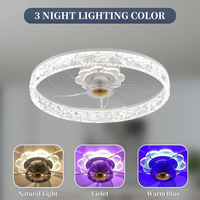 20 in. Ceiling Fan with Light, Low Profile Fan, Ceiling Fan with APP Remote Control, Reversible Quiet Ceiling Fans for Bedroom Living Room -2-ErisView