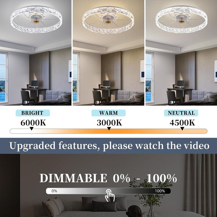 20 in. Ceiling Fan with Light, Low Profile Fan, Ceiling Fan with APP Remote Control, Reversible Quiet Ceiling Fans for Bedroom Living Room -3-ErisView