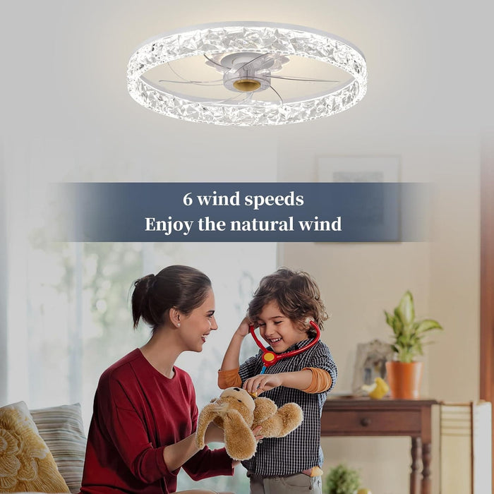 20 in. Ceiling Fan with Light, Low Profile Fan, Ceiling Fan with APP Remote Control, Reversible Quiet Ceiling Fans for Bedroom Living Room -6-ErisView