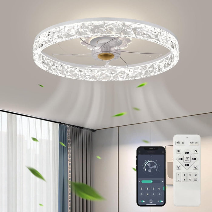 20 in. Ceiling Fan with Light, Low Profile Fan, Ceiling Fan with APP Remote Control, Reversible Quiet Ceiling Fans for Bedroom Living Room -1-ErisView