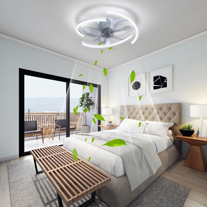 20 in. Ceiling Fans with Lights APP Remote Control, Modern Low Profile Flush Mount Ceiling Fan Light Fixture for Bedroom Kitchen Living Room-4-ErisView