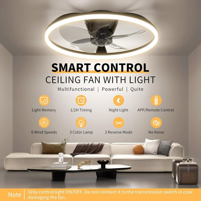 20 in. Ceiling Fans with Lights and Remote, Dimmable Low Profile Ceiling Fan, Bedroom Ceiling Fans, Living Room Ceiling Fans-2-ErisView