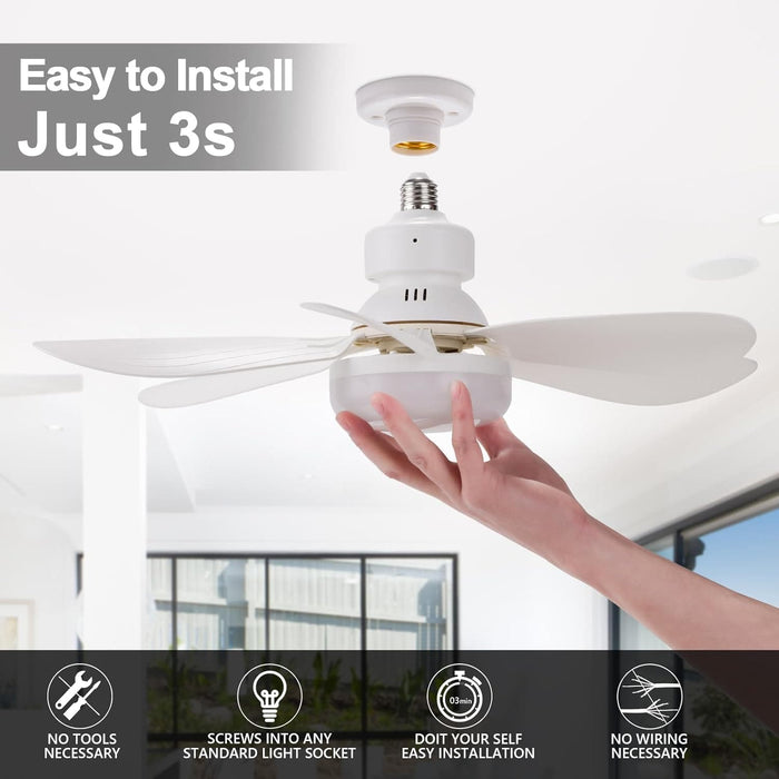20 in. Dimmable Ceiling Fan Light, White Socket Fan Lights with Remote, Screw Socket Fan for Bedroom Kitchen Living Room-2-ErisView