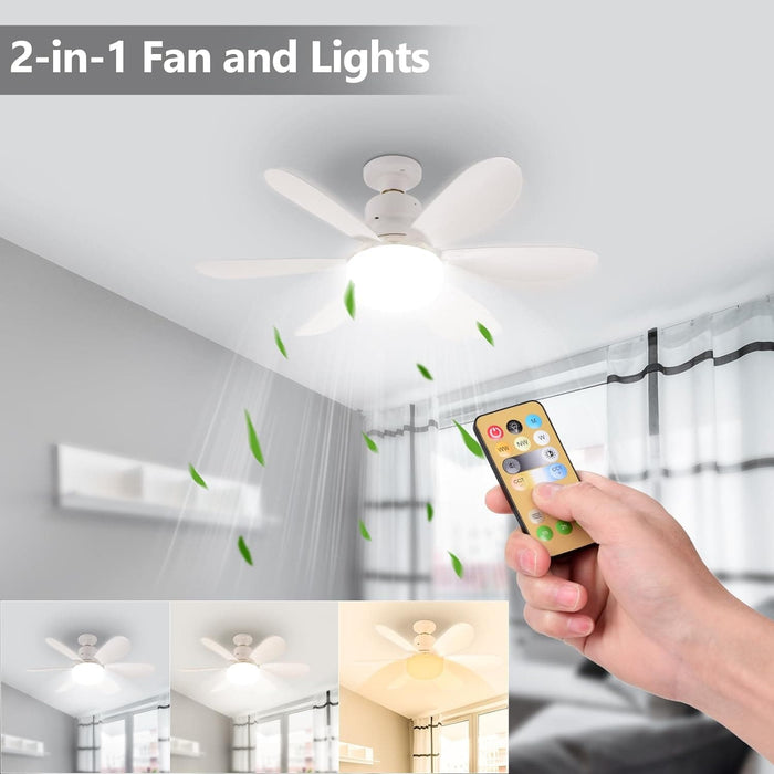 20 in. Dimmable Ceiling Fan Light, White Socket Fan Lights with Remote, Screw Socket Fan for Bedroom Kitchen Living Room-3-ErisView