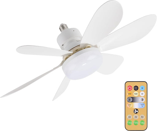 20 in. Dimmable Ceiling Fan Light, White Socket Fan Lights with Remote, Screw Socket Fan for Bedroom Kitchen Living Room-1-ErisView