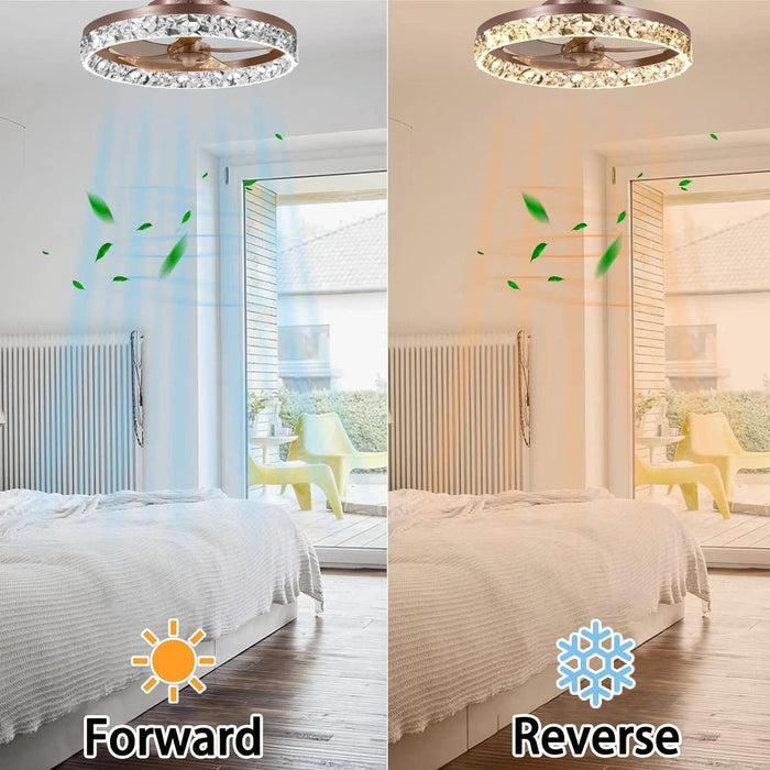 20 in. Dimmable Flush Mount Ceiling Fan, Stylish Low Profile Ceiling Fan with Lights and Remote, Copper Gold Decorative Ceiling Fans-5-ErisView