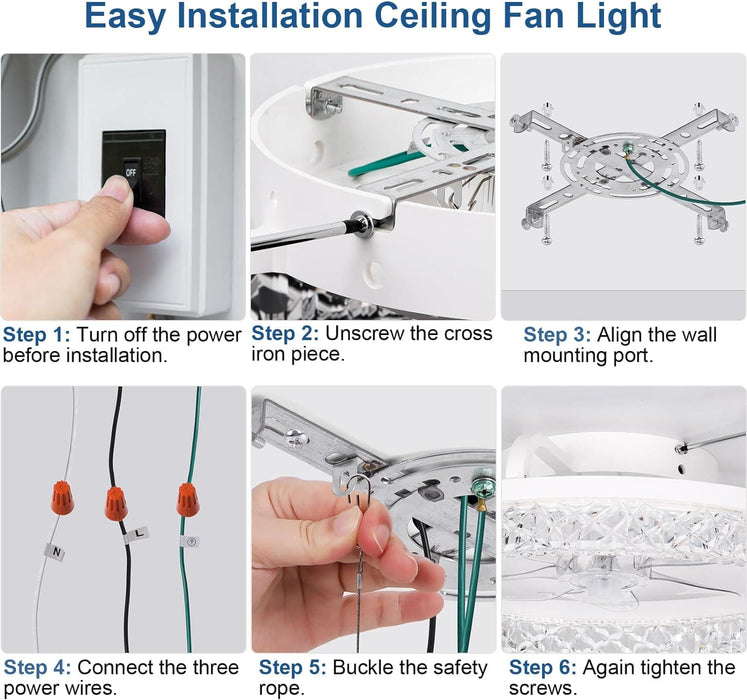 20 in. Dimmable Flush Mount Ceiling Fan with Remote, Modern Bedroom Ceiling Fans with Lights, Low Profile Ceiling Fan and Light-7-ErisView