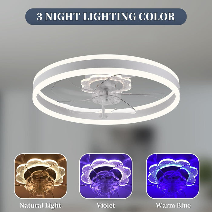 20 in. Dimmable Low Profile Fan with APP Remote, Ceiling Fan with Light, Quiet Ceiling Fans with Lights for Bedroom Living Room -2-ErisView