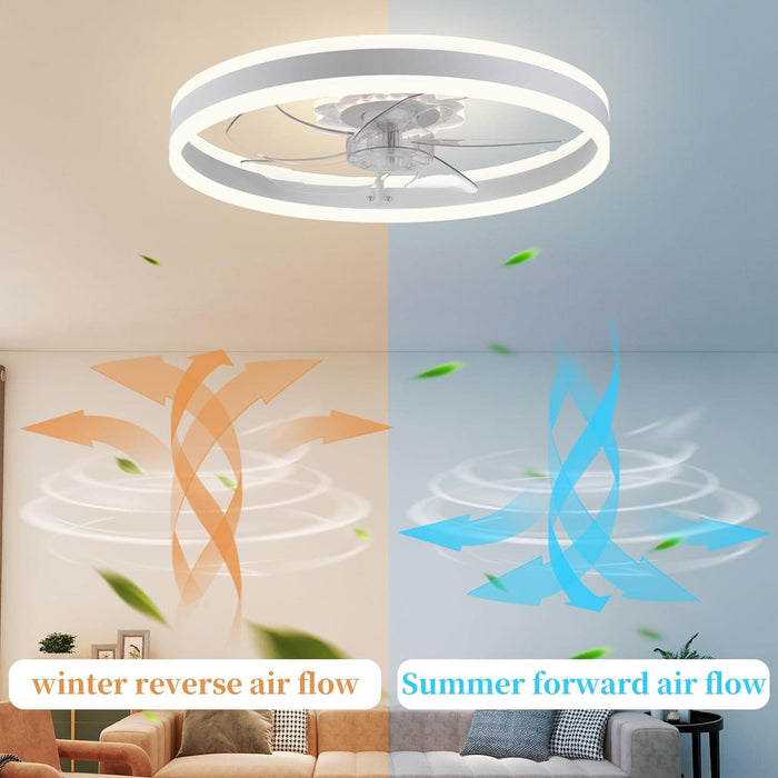20 in. Dimmable Low Profile Fan with APP Remote, Ceiling Fan with Light, Quiet Ceiling Fans with Lights for Bedroom Living Room -4-ErisView