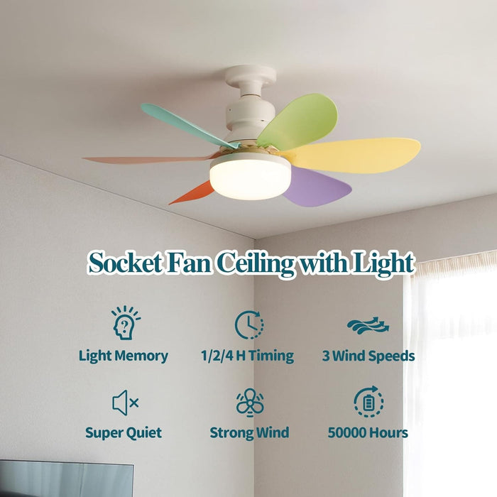 20 in. Dimmable Socket Light Fan for Bedroom Kitchen Balcony, Light Socket Fan and Remote-4-ErisView