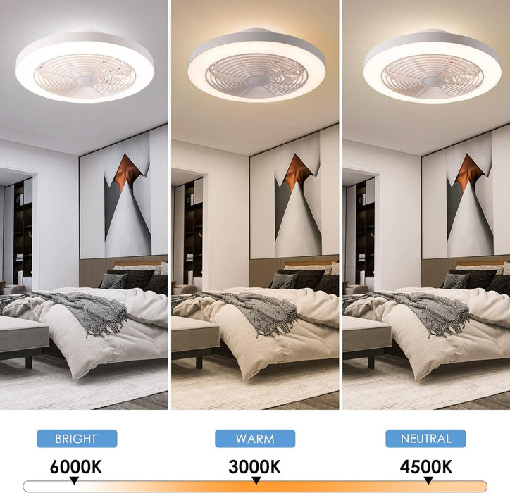 20 in. Enclose Low Profile Ceiling Fan with Remote, Smart Fans without Blades for Kids Living Room Bedroom-3-ErisView