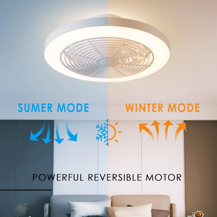 20 in. Enclose Low Profile Ceiling Fan with Remote, Smart Fans without Blades for Kids Living Room Bedroom-4-ErisView