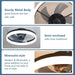 20 in. Enclosed Semi Flush Mount Low Profile Ceiling Fan with Remote, LED Dimmable Reversible DC Ceiling Fan, Mini Ceiling Fan-2-ErisView