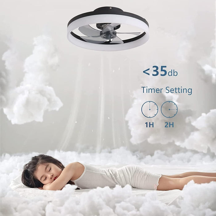 20 in. Enclosed Semi Flush Mount Low Profile Ceiling Fan with Remote, LED Dimmable Reversible DC Ceiling Fan, Mini Ceiling Fan-6-ErisView