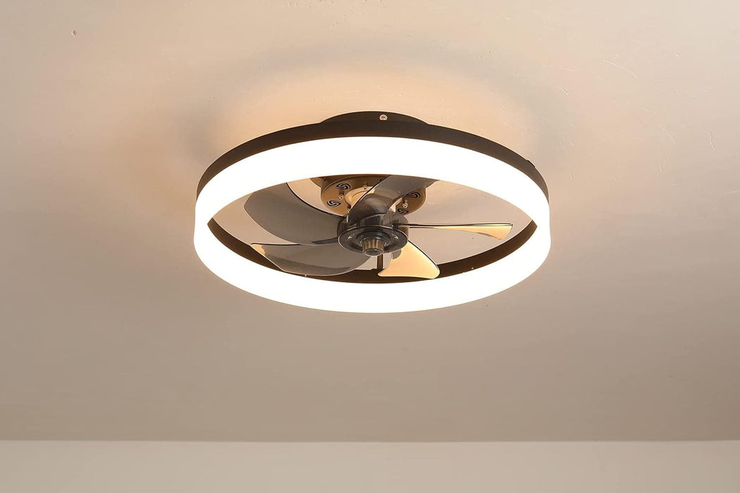 20 in. Enclosed Semi Flush Mount Low Profile Ceiling Fan with Remote, LED Dimmable Reversible DC Ceiling Fan, Mini Ceiling Fan-8-ErisView