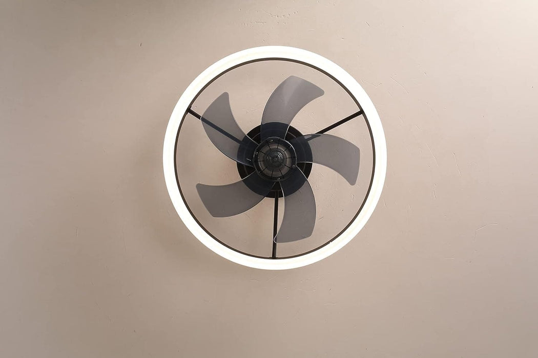 20 in. Enclosed Semi Flush Mount Low Profile Ceiling Fan with Remote, LED Dimmable Reversible DC Ceiling Fan, Mini Ceiling Fan-9-ErisView