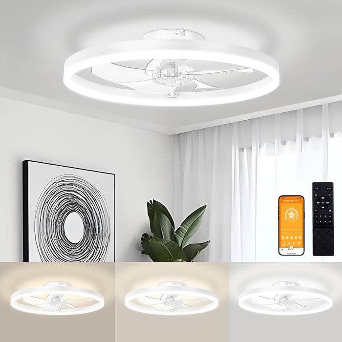 20 in. Fandelier Ceiling Fan, Ceiling Fan on Low Ceiling with Light and Remote, Dimmable Flush Mount LED Fan Light, Black Ceiling Fan without Blades-7-ErisView