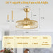 20 in. Fandelier Ceiling Fan with Lights and Remote APP Control, Flush Mount Gold Caged Crystal Ceiling Fan, Quiet Bedroom Living Room Fan -6-ErisView