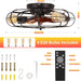 20 in. Farmhouse Modern Caged Ceiling Fan with Light, Low Profile Ceiling Fans with Lights and Remote, Enclosed Reversible Fan for Summer Winter-3-ErisView