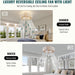 20 in. Flush Mount Caged Ceiling Fan Chandelier, Modern Gold Crystal Ceiling Fan with Light and Remote, Enclosed Reversible Ceiling Fan Summer Winter-7-ErisView