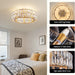 20 in. Flush Mount Caged Ceiling Fan Chandelier, Modern Gold Crystal Ceiling Fan with Light and Remote, Enclosed Reversible Ceiling Fan Summer Winter-9-ErisView