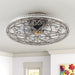 20 in. Flush Mount Ceiling Fan, Ceiling Fan on Low Ceiling with Lights and Remote, Dimmable LED Bladeless Caged Fandelier-1-ErisView