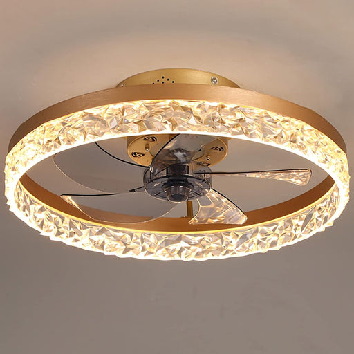 20 in. Flush Mount Ceiling Fan with Light and Remote Control, Gold Reversible Hidden Blade Ceiling Fan with Low Profile Light, LED Ceiling Fan-1-ErisView