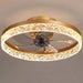 20 in. Flush Mount Ceiling Fan with Light and Remote Control, Gold Reversible Hidden Blade Ceiling Fan with Low Profile Light, LED Ceiling Fan-1-ErisView