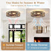 20 in. Flush Mount Enclosed Caged Rattan Ceiling Fan with Light, Farmhouse Rustic Vintage Low Profile Ceiling Fan Light Fixture with Remote Control-4-ErisView