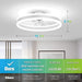 20 in. Flush Mount Fandelier for Bedroom, Ceiling Fan on Low Ceiling with Lights and Remote, Stepless Dimmable LED Fan Light, White Bladeless Ceiling Fan-4-ErisView