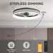 20 in. Flush Mount LED Ceiling Fan and Light, Ceiling Fan on Low Ceiling with Lights and Remote, Black Dimmable Bladeless Chandelier Fan Light for Bedroom-3-ErisView