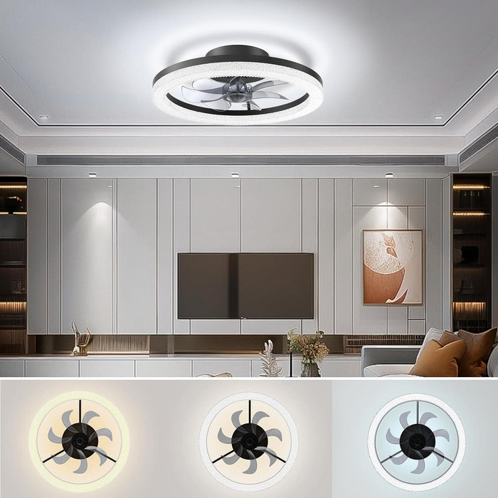 20 in. Flush Mount Low Profile Ceiling Fan and Light, Ceiling Fans with Lights and Remote, Reversible Noiseless Ceiling Fan for Bedroom Living Room Kitchen-7-ErisView