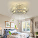 20 in. Flush Mount Low Profile Ceiling Fan and Light, Enclosed Caged Crystal Ceiling Fan with Remote, Reversible Ceiling Fan Summer Winter -8-ErisView