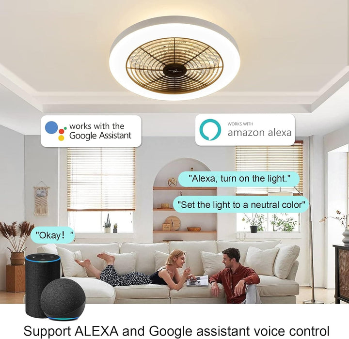 20 in. Flush Mount Low Profile Smart Ceiling Fan with Alexa Google Assistant APP Control, Dimmable LED RGB Ceiling Fan-5-ErisView