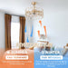 20 in. Gold Caged Ceiling Fan with Light, Flower Chandelier Ceiling Fan with Remote, Modern Crystal Fandelier for Bedroom Kids Room Living Room-2-ErisView